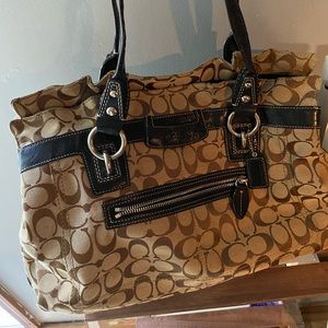 Brown and black Authentic Coach shoulder bag